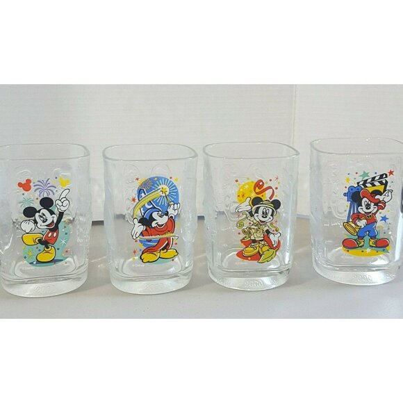 McDonald's Other - Disney Studio Glass Millennium 2000 Mickey Mouse McDonald's 4 Set Drinking Cup